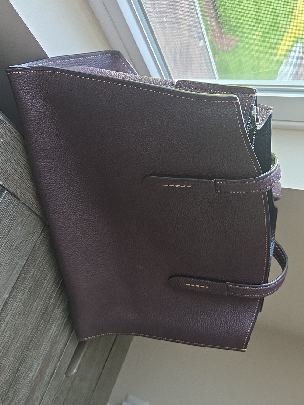 Coach Charlie 28 Carryall in Oxblood/Silver pebbled leather (Style #29529). - Picture 11 of 12